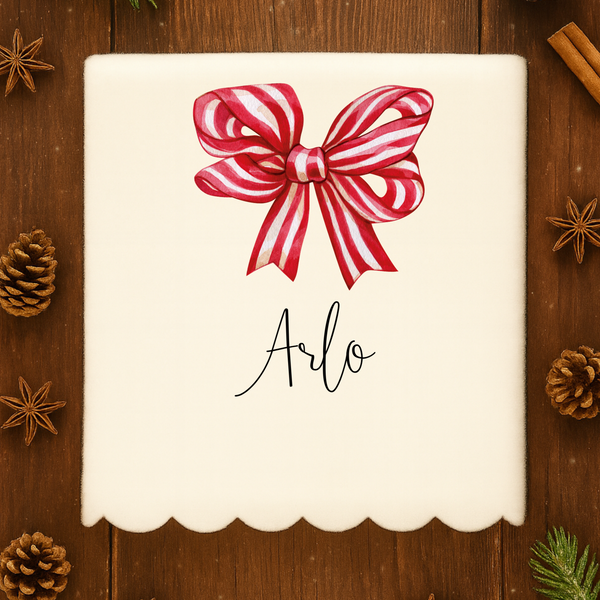 Personalised Bow Christmas Blanket – Custom Family Holiday Throw