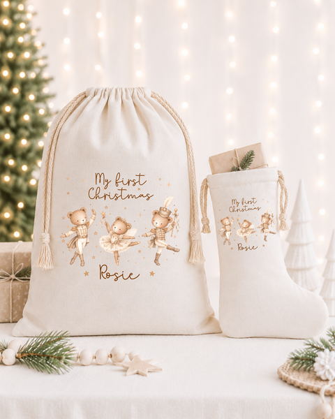 Personalised Teddy Bear Christmas Stockings & Santa Sacks