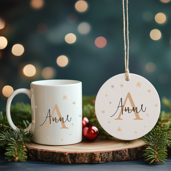 Secret Santa Personalised Mug – Custom Initial & Name Christmas Gift