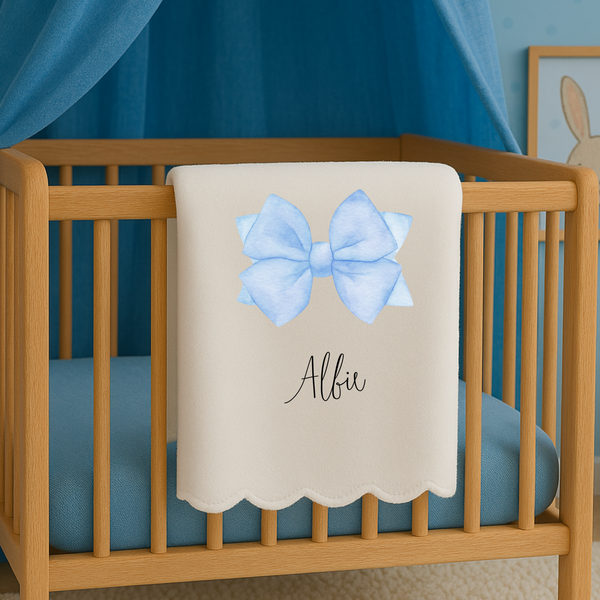 Personalised Bow Christmas Blanket – Custom Family Holiday Throw
