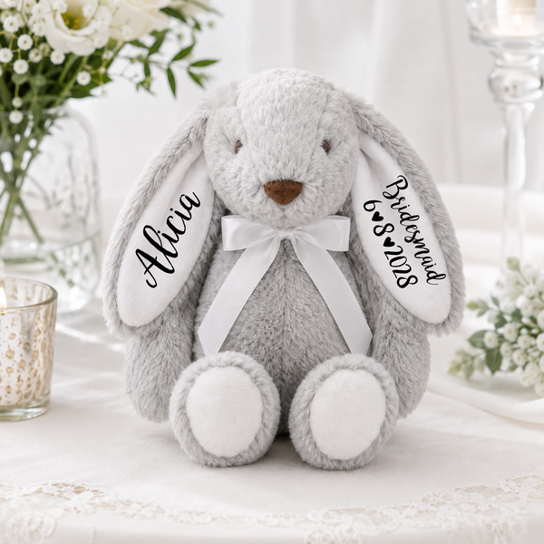 Personalised 14" Grey Bunny for Bridesmaids