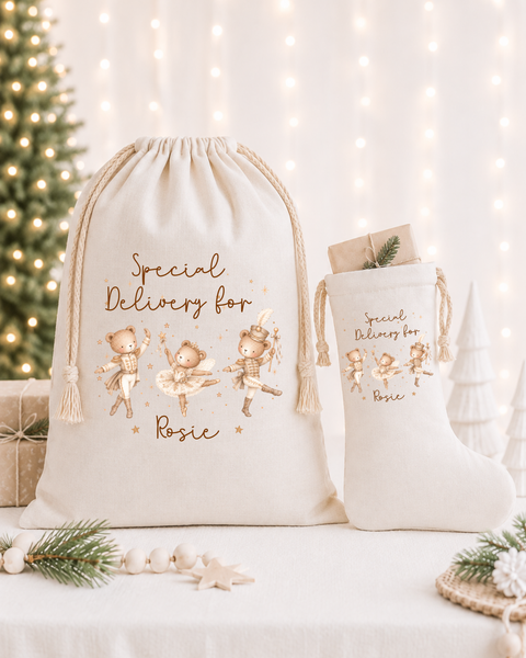 Personalised Teddy Bear Christmas Stockings & Santa Sacks
