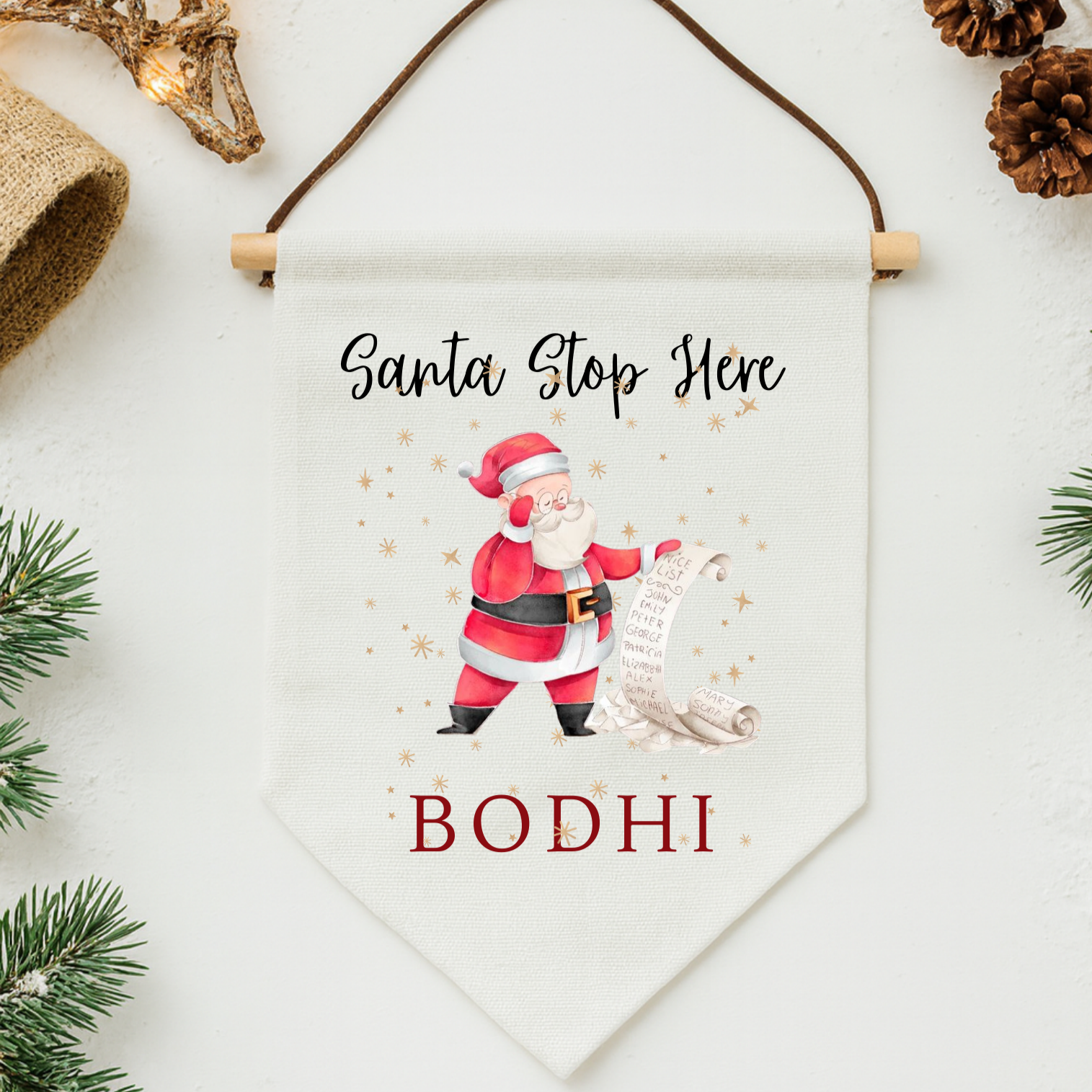 Personalised Santa Scroll - Santa Stop Here Christmas Sign