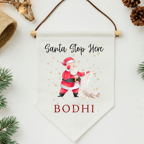 Personalised Santa Scroll - Santa Stop Here Christmas Sign