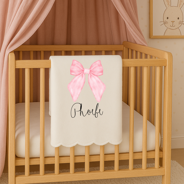 Personalised Bow Christmas Blanket – Custom Family Holiday Throw