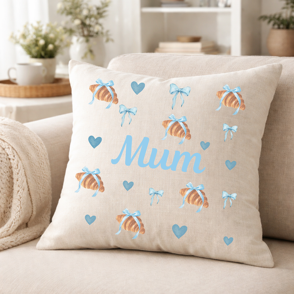 Personalised Breakfast Croissant Cushion For Mum