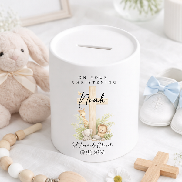 Personalised Christening Cross Teddy Bear & Gift Set