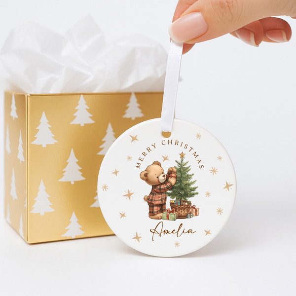 Personalised Baby's First Christmas Bauble | Teddy Bear Ceramic