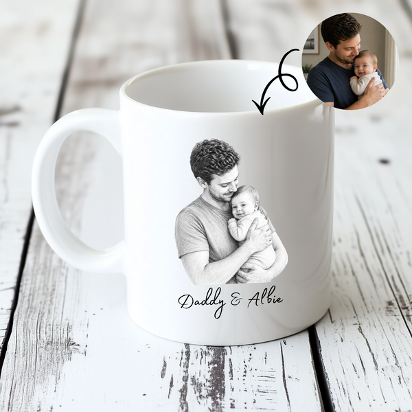 Personalised Father's Day Photo Sketch Mug | Dad Gift