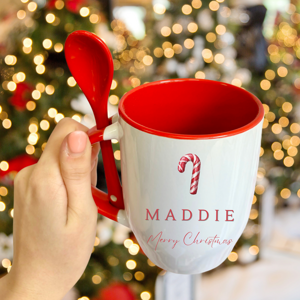 Personalised Candy Cane Mug & Spoon