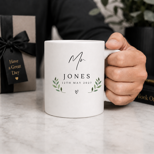 Personalised Mr & Mrs Wedding Mug Set