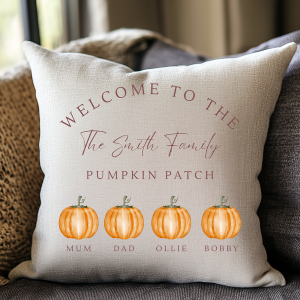 Pumpkin Family Cushion & Blanket Set – Cozy Fall Home Decor