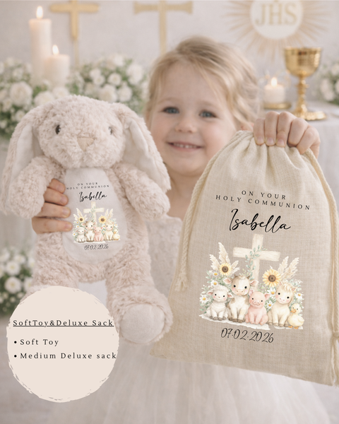 Personalised Christening Cross Teddy Bear & Gift Set