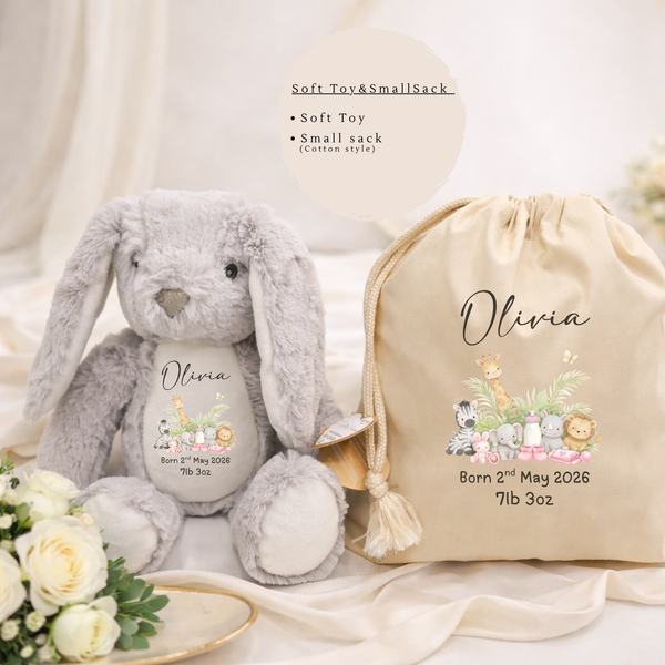 Personalised Safari New Baby Teddy Bear