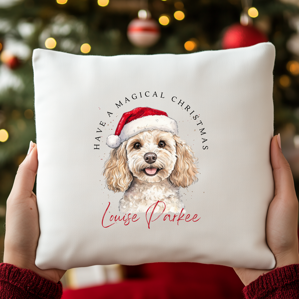 Personalised Cockapoo Christmas Cushion