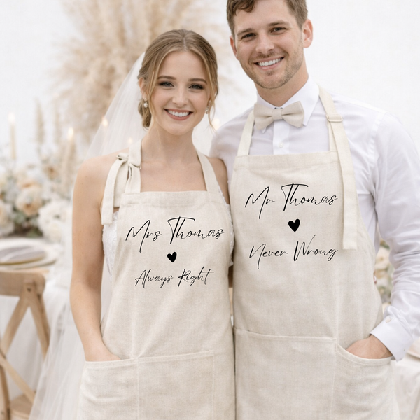 Personalised Mr & Mrs Cooking Apron Gift Set