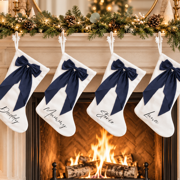 Personalised Christmas Stockings & Sacks with Bows
