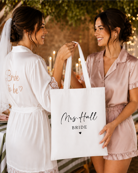 Personalised Bride Tote Bag | Mrs Jute Bag | UK Made