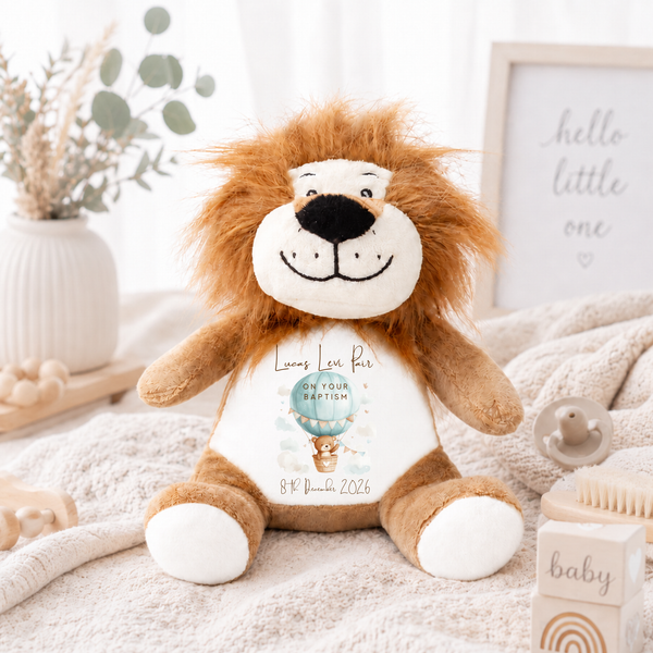 Personalised Christening Soft Toy - Bear Balloon Design