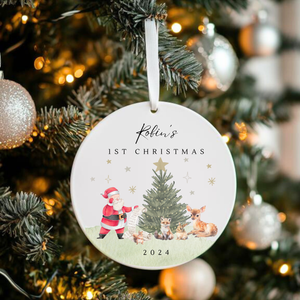 Personalised 1st Christmas Santa Ceramic Bauble