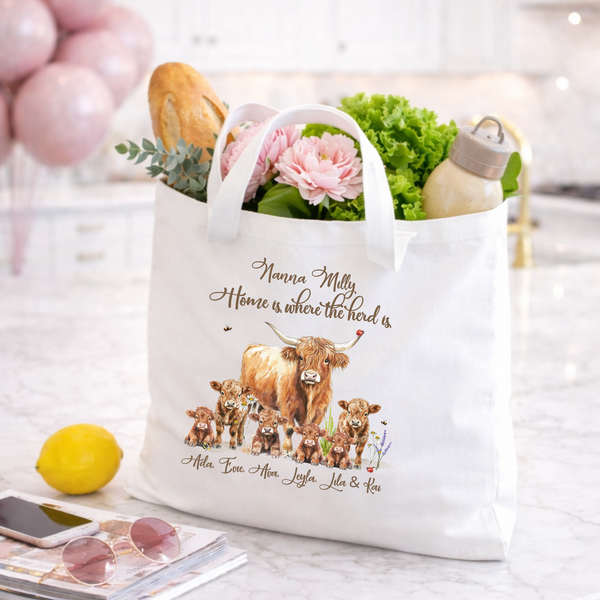Personalised Highland Cow Tote Bag For Her