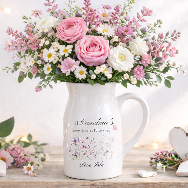 Personalised Mothers Day Vase For Nanny, Grandma Nana