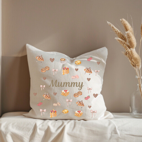 Personalised Breakfast Croissant Cushion For Mum