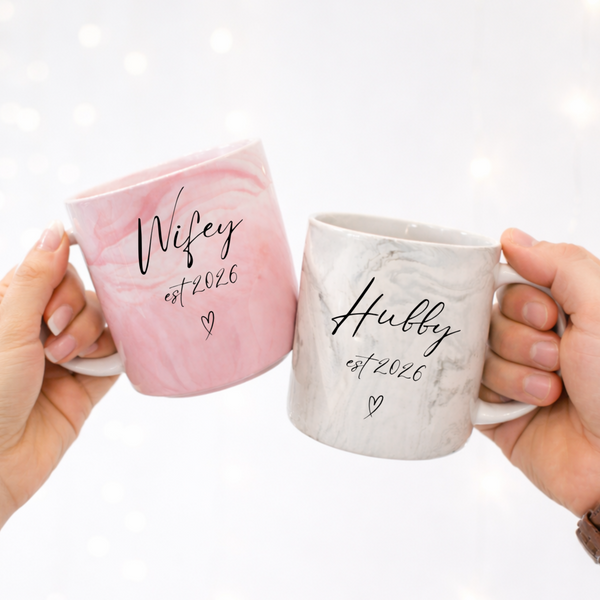 Personalised Marble Mr & Mrs Mugs
