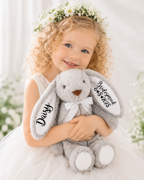 Personalised 14" Grey Bunny for Bridesmaids