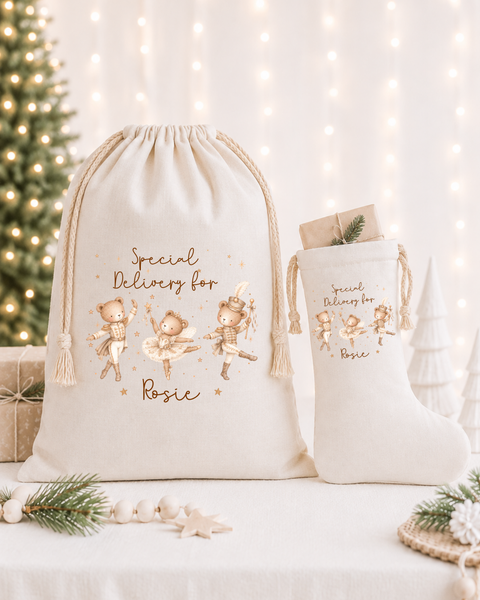 Personalised Teddy Bear Christmas Stockings & Santa Sacks
