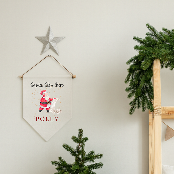 Personalised Santa Scroll - Santa Stop Here Christmas Sign