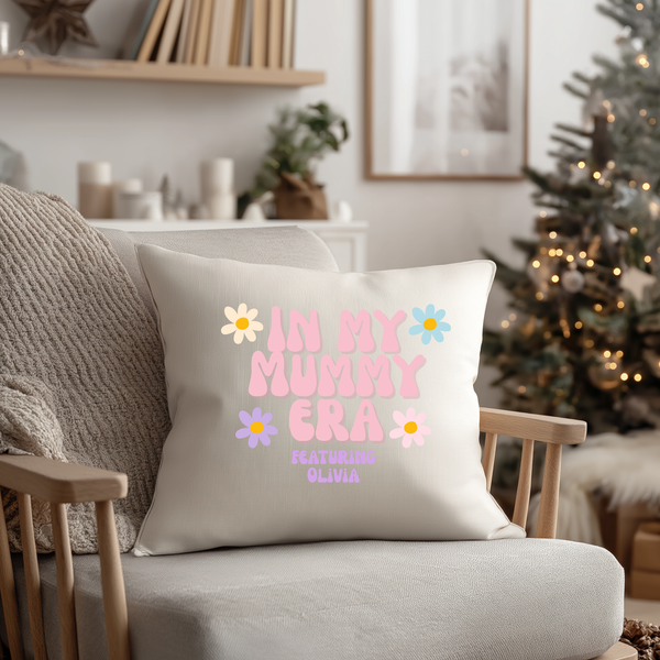 In My Mum Era Cushion – Aesthetic Throw Pillow for Mum | Cosy Christmas Gift for Mummy or Mama