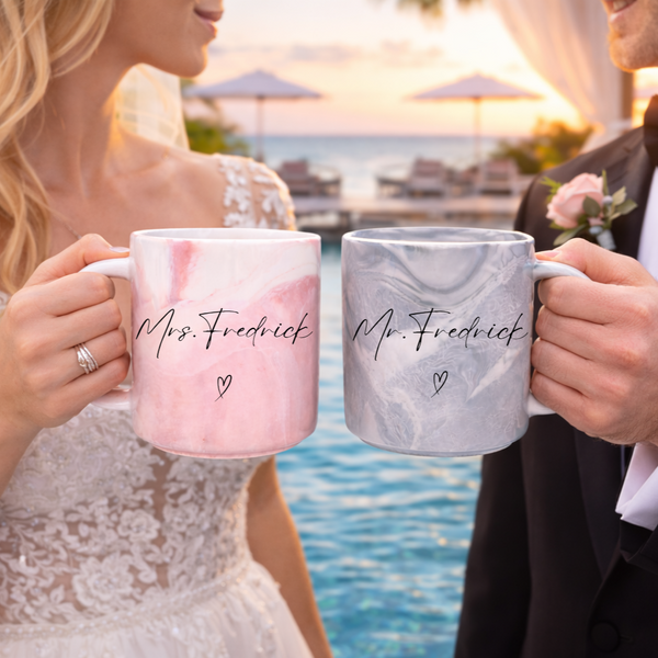 Personalised Marble Mr & Mrs Mugs