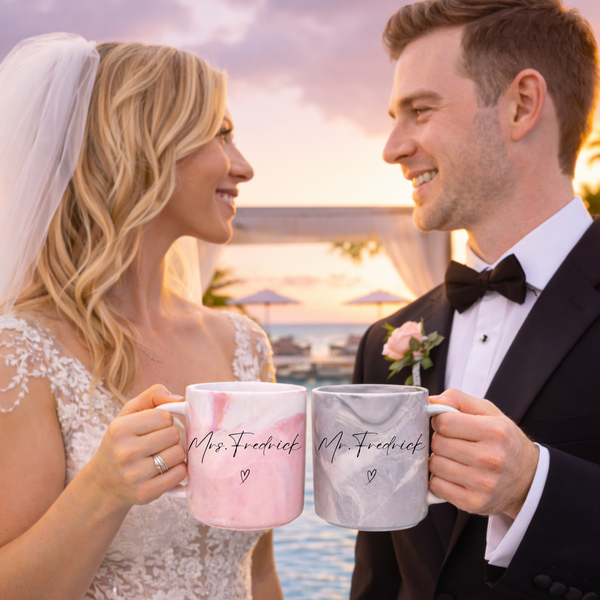 Personalised Marble Mr & Mrs Mugs