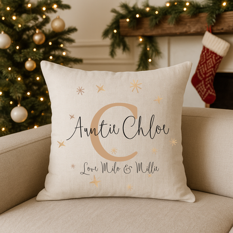 Personalised Christmas Cushion for Auntie – Custom Name & Festive Message