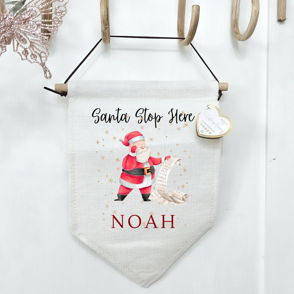 Personalised Santa Scroll - Santa Stop Here Christmas Sign