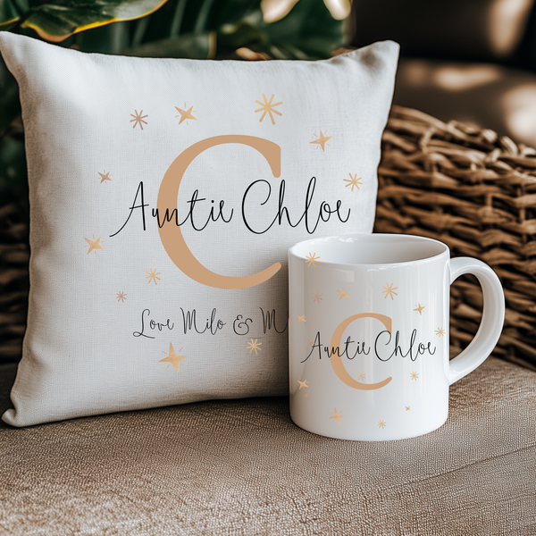 Personalised Christmas Gifts for Auntie – Mug, Cushion & Ceramic Hanging Collection