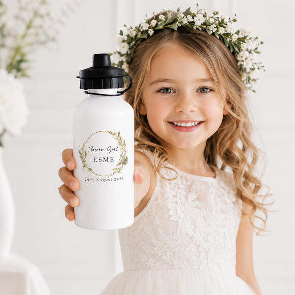 Personalised Flower Girl Water Bottle, Wedding Gift