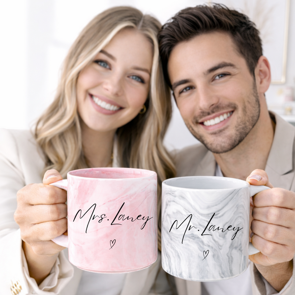 Personalised Marble Mr & Mrs Mugs