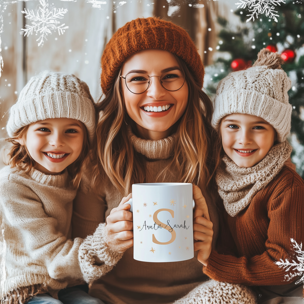 Personalised Christmas Gifts for Auntie – Mug, Cushion & Ceramic Hanging Collection