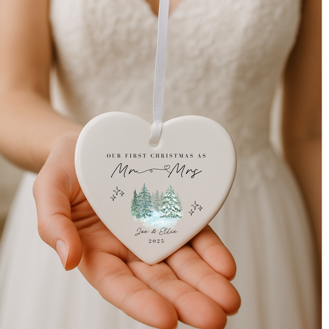 Personalised First Christmas Married Ceramic Hanging