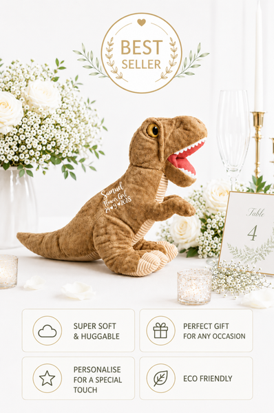送给花童的个性化环保灰色 Trex 恐龙礼物