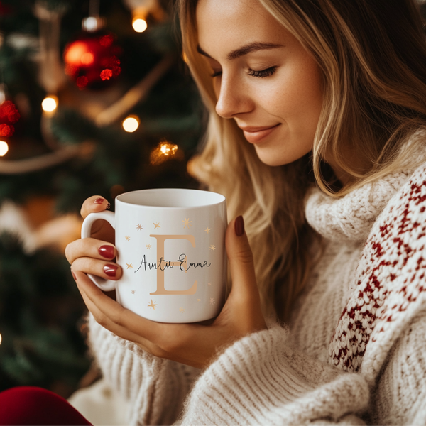Personalised Christmas Gifts for Auntie – Mug, Cushion & Ceramic Hanging Collection