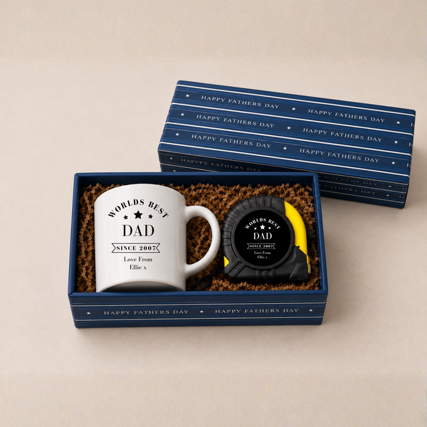Personalised Dad Gift Set | Mug & Tape Measure Gift Box