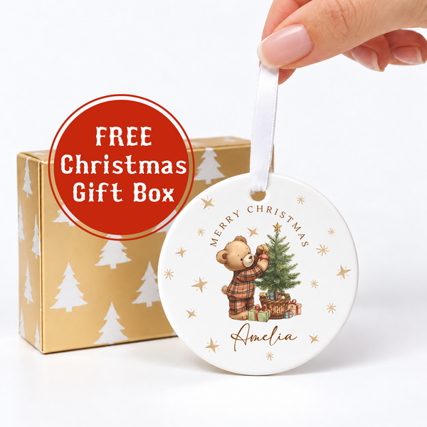 Personalised Baby's First Christmas Bauble | Teddy Bear Ceramic