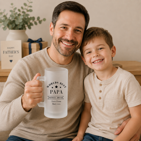 Personalised Dad Beer Stein | Fathers Day Gift Set | Worlds Best Dad