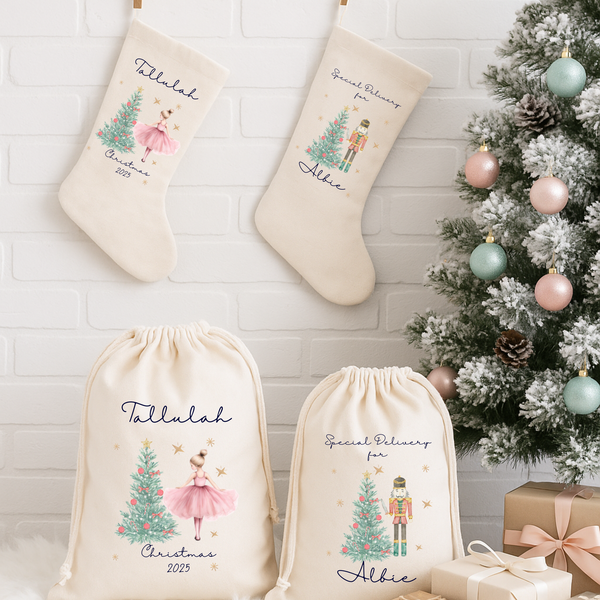 Personalised Nutcracker Sacks, Custom Name Nutcracker Sack, Family Christmas Gift Sacks