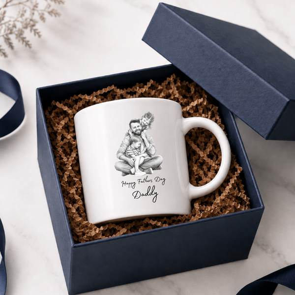 Personalised Father's Day Photo Sketch Mug | Dad Gift