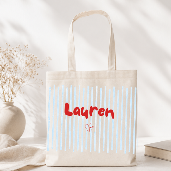 Personalised Stripey Tote Bag For Her