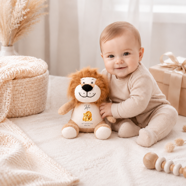 Personalised New Baby Lion Soft Toy